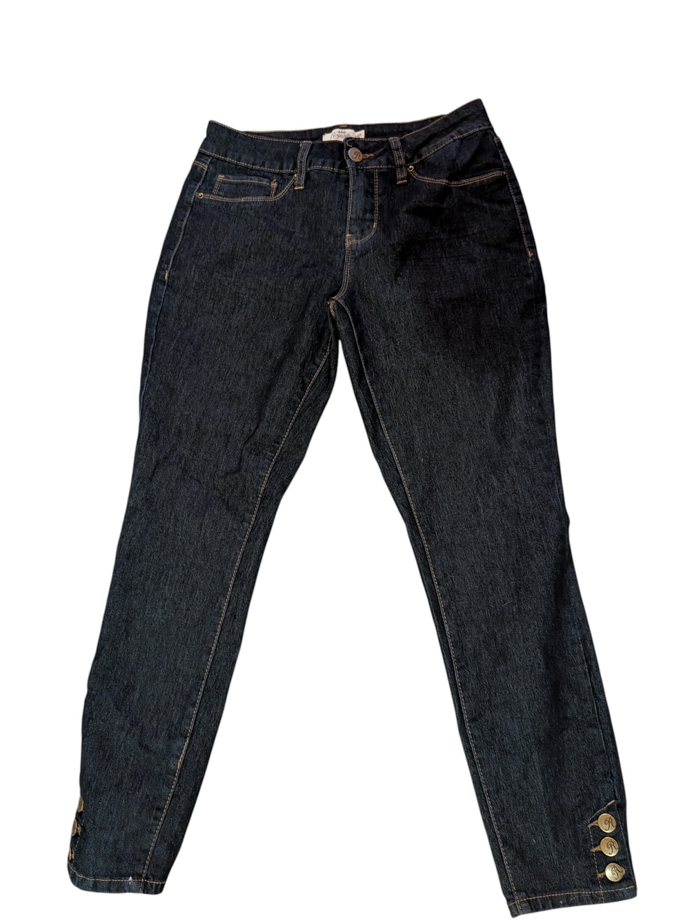 Royalty For Me Dark Indigo Skinny Jeans with Ankle Buttons